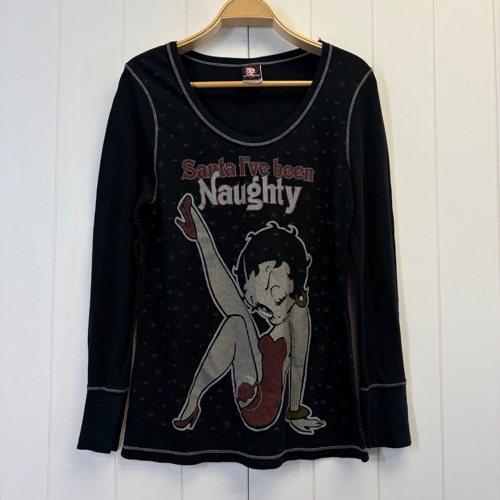 Y2K Betty Boop Jerry Leigh Grunge Naughty Thermal Top Women Size 2X Streetwear